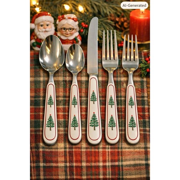 Oneida Other - Oneida Furio Christmas Tree Flatware Set 40 Pc Service for 8 Vintage 1980 Used